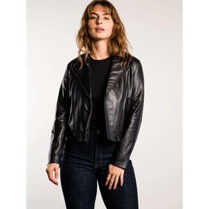 Able Black Lamb Leather Maha Leather Moto Biker Jacket Women's Size XS